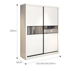 #819, 白色夹板趟门衣柜