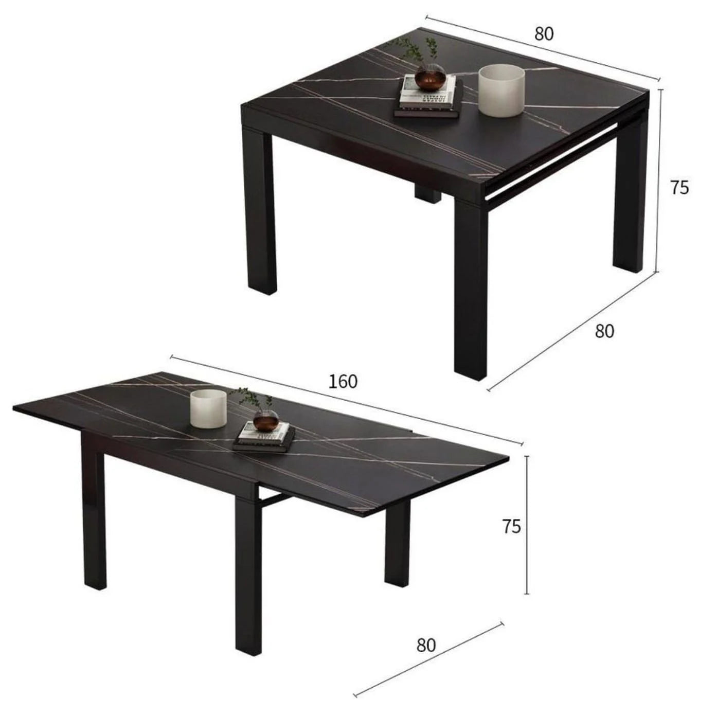 #746, 開合岩板方形餐枱