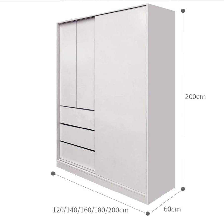 #S06, 全白色趟门三桶衣柜