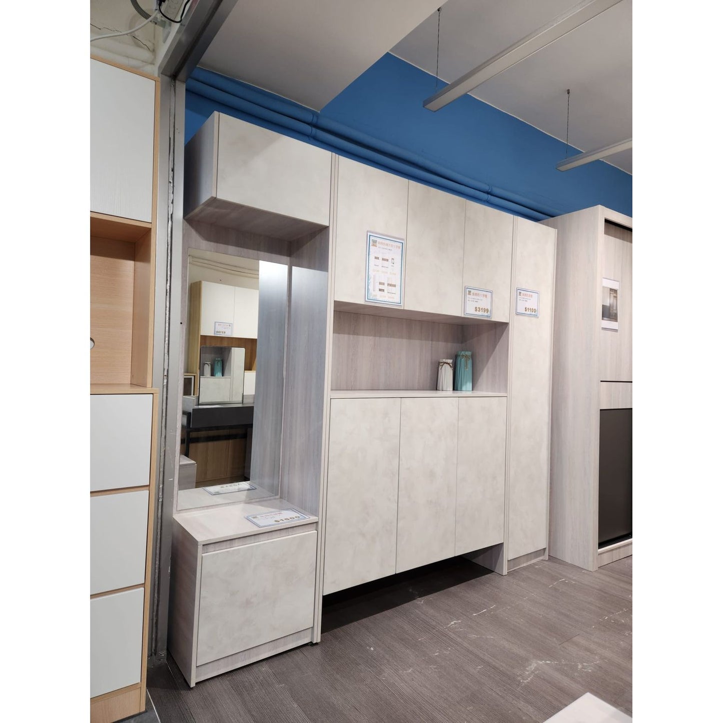 120CM滦紫桐色配白水泥色C字柜