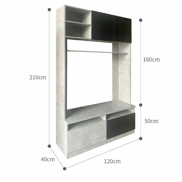120CM濶烟燻黑配水泥灰色电视